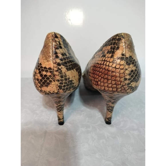 Guess by Marciano brown faux snake skin open toe stiletto heels woman 9.5 - Picture 5 of 13